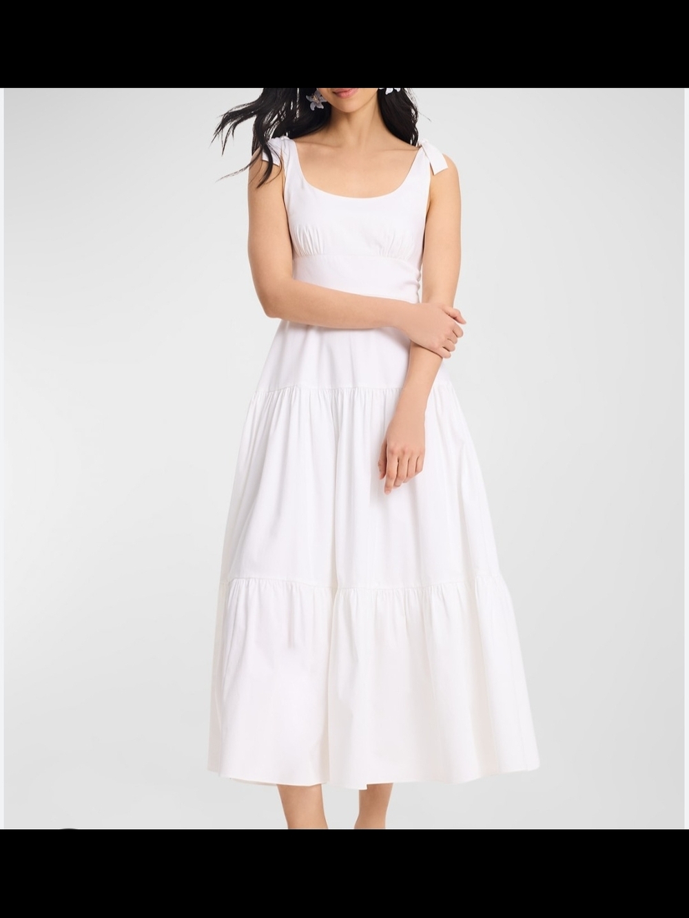 kate spade White Tie-Shoulder Tiered Maxi Dress